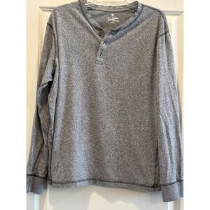 Paradise Shirt Mens Large Heather Gray Cotton Henley Neck Casual Wear Outdoor